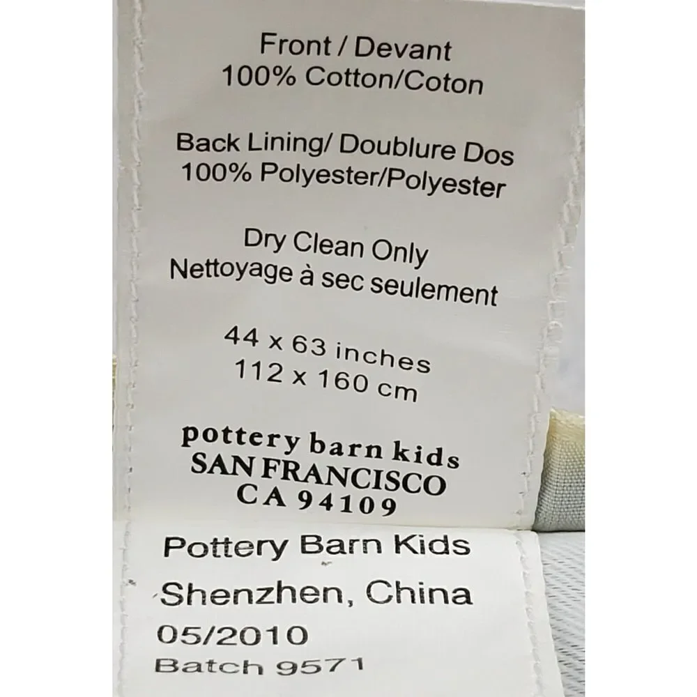 Pottery Barn Kids Pink White Gingham Plaid Checkered Curtain One Drape 44x63